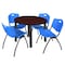 Kee Kee Round Table & Chair Set, Wood, Metal, Plastic Top, Mahogany TB42RNDMHBPBK47BE - alternate 1